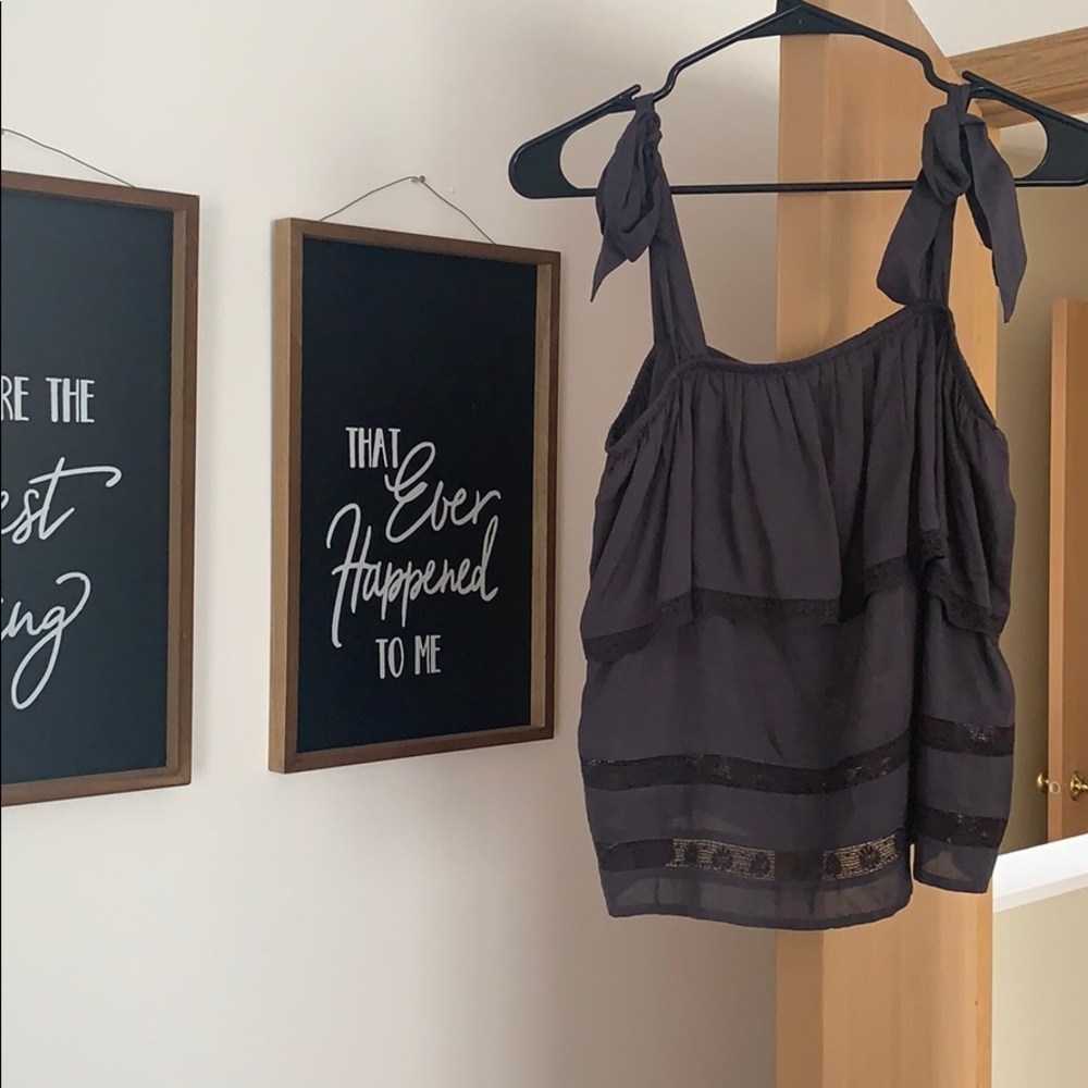 Dark Gray Tie String Top
